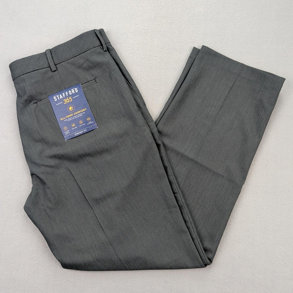 Stafford Pants‎ Mens 34x30 Gray 365 All-Temp Comfort Straight Fit 4-Way Stretch